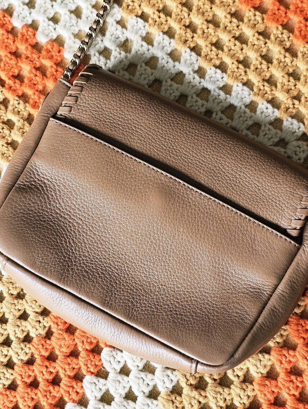 Tory Burch Marion Tan Whipstitch Leather Crossbody Bag Shoulder Bag Purse - Picture 8 of 14